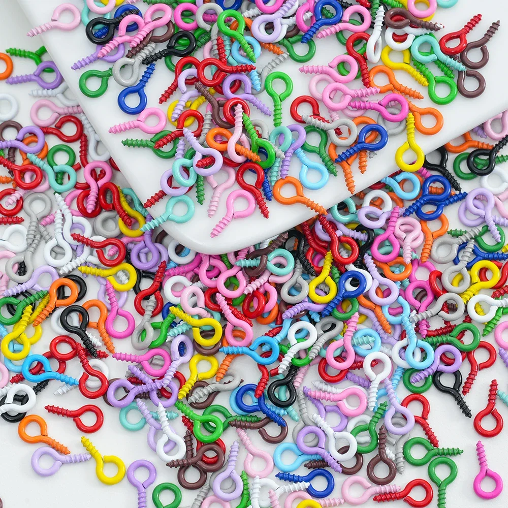 100pcs Colorful Screw Eyes Tiny Mini Eye Pins Eyepins Hook Eyelets Screw For DIY Jewelry Pendant Making Supplies Accessories