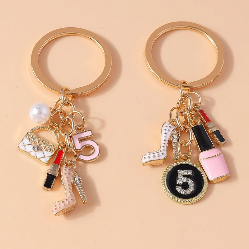 Cute Simulation Mini Higheel Handbag Keychain Lipstick Key Ring for Women Girls Handbag Pendants DIY Kid's Jewelry Gift