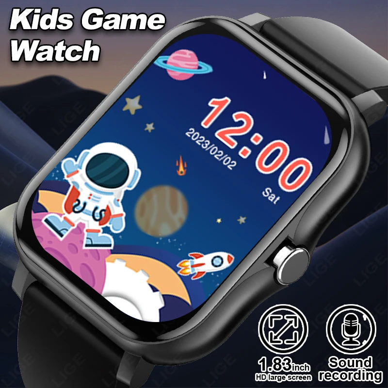 LIGE 2025 Audiobook Children Smartwatch Fashion Sport Girls Boys Game Smart Watch Kids Waterproof Electronic Watch Student Gift