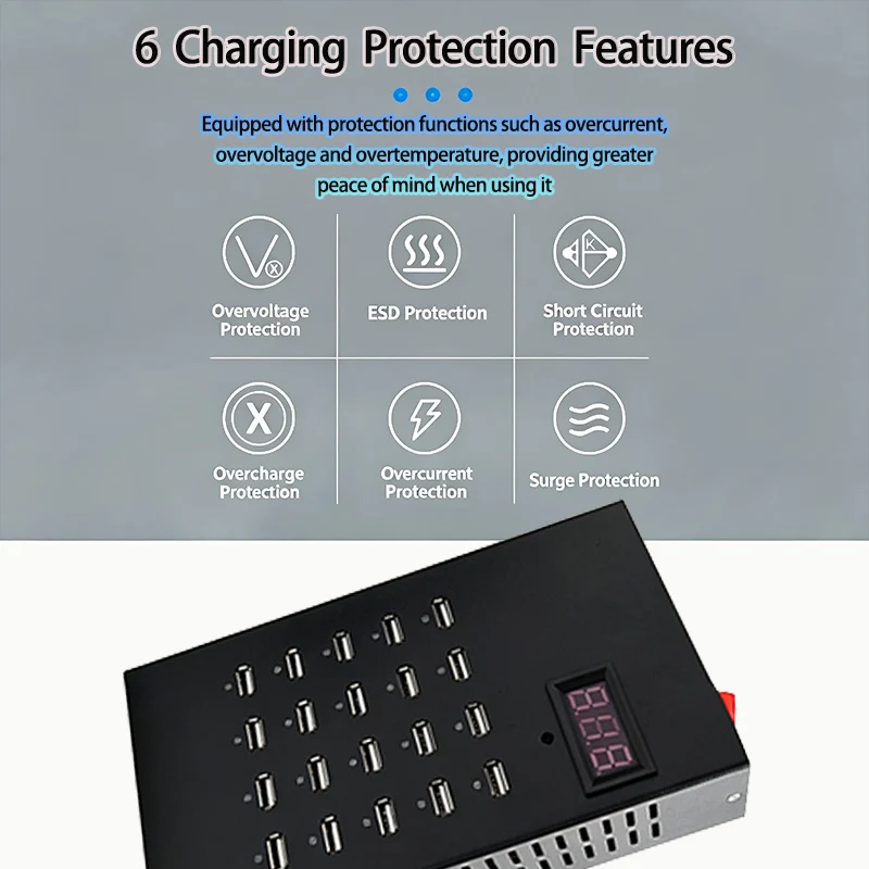 Digital USB Charger For Multiple Devices Smartphones Pads Smart Watch Bluetooth Earphone