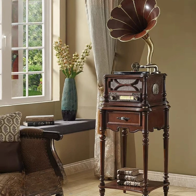 Gramophone, retro home vintage record player, decorative ornaments, bluetooth stereo, vinyl record player