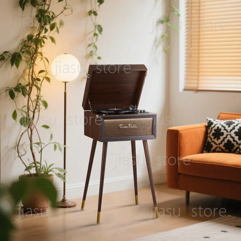 Vintage Retro Floor Standing Vinyl Record Player Multifunction LP Turntable USB Bluetooth Speaker Home Decor