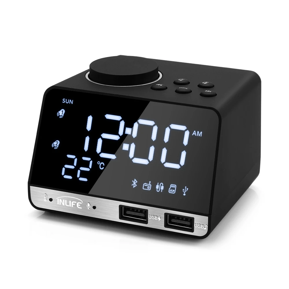 K11 Bluetooth Radio Alarm Clock Speaker Radios With 2 USB Ports LED Digital Alarm Clock Home Decoration Table Clock Dropshipping