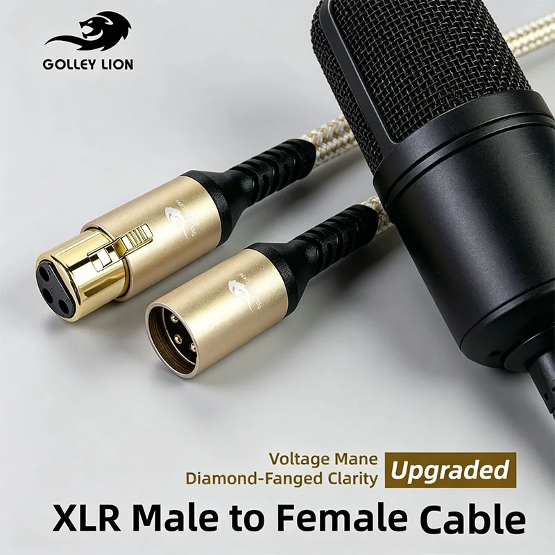 GOLLEY LION LR Cable, Premium Balanced Microphone Cable, 3-Pin XLR Male to Female Mic Speaker Cord