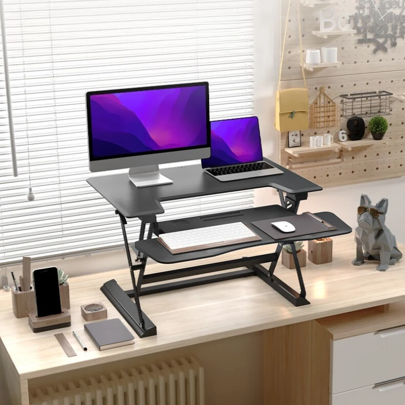 Lifting Desk Computer Desk Standing Office Workbench Monitor Lifting Stand Desktop Notebook Standing Desktop HS69CG Premium Grey