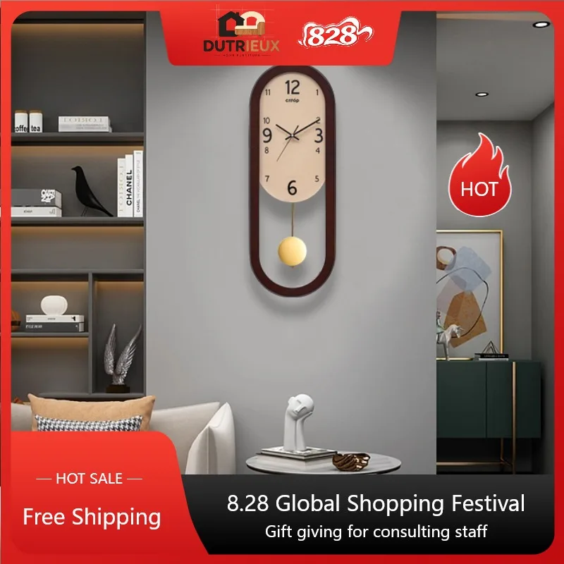 Office Unique Pendulum Wall Watch Design Fashion Bedroom Modern Wall Clock Living Room Luxury Reloj De Pared Home Decor Items