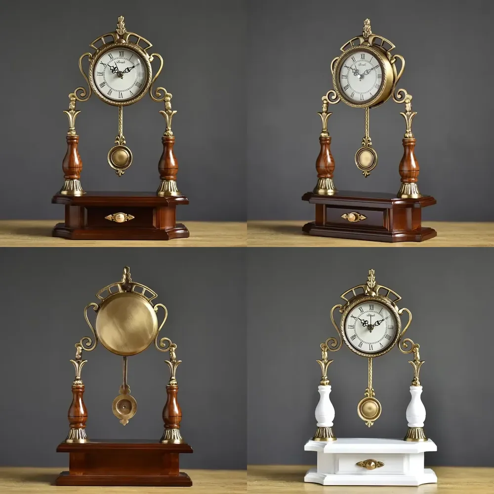 2026 Vintage Table Clock for Living Room Decor Roman Numerals Gold Finish Digital Wall Clock Nordic Style Home Office Bedroom