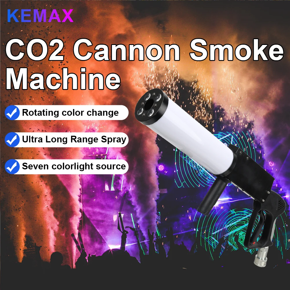 Handled LED Co2 Cannon DJ Party Co2 Dj Fog Jet with Spiral RGB Fog Gun Stage Effect Smoke Machine for Nightclub Wedding Disco