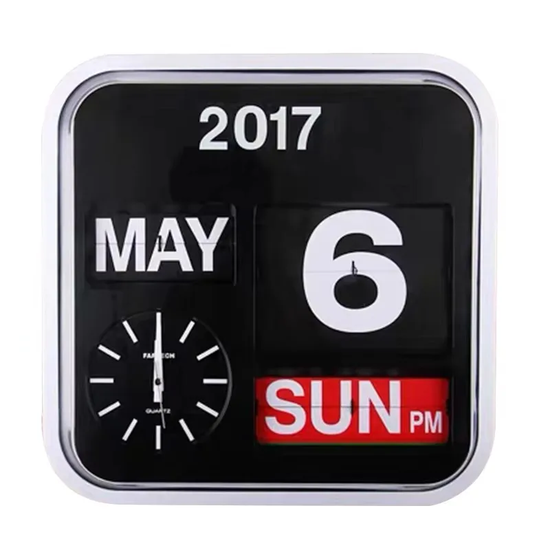 Simple retro large automatic flip calendar home decoration wall clock