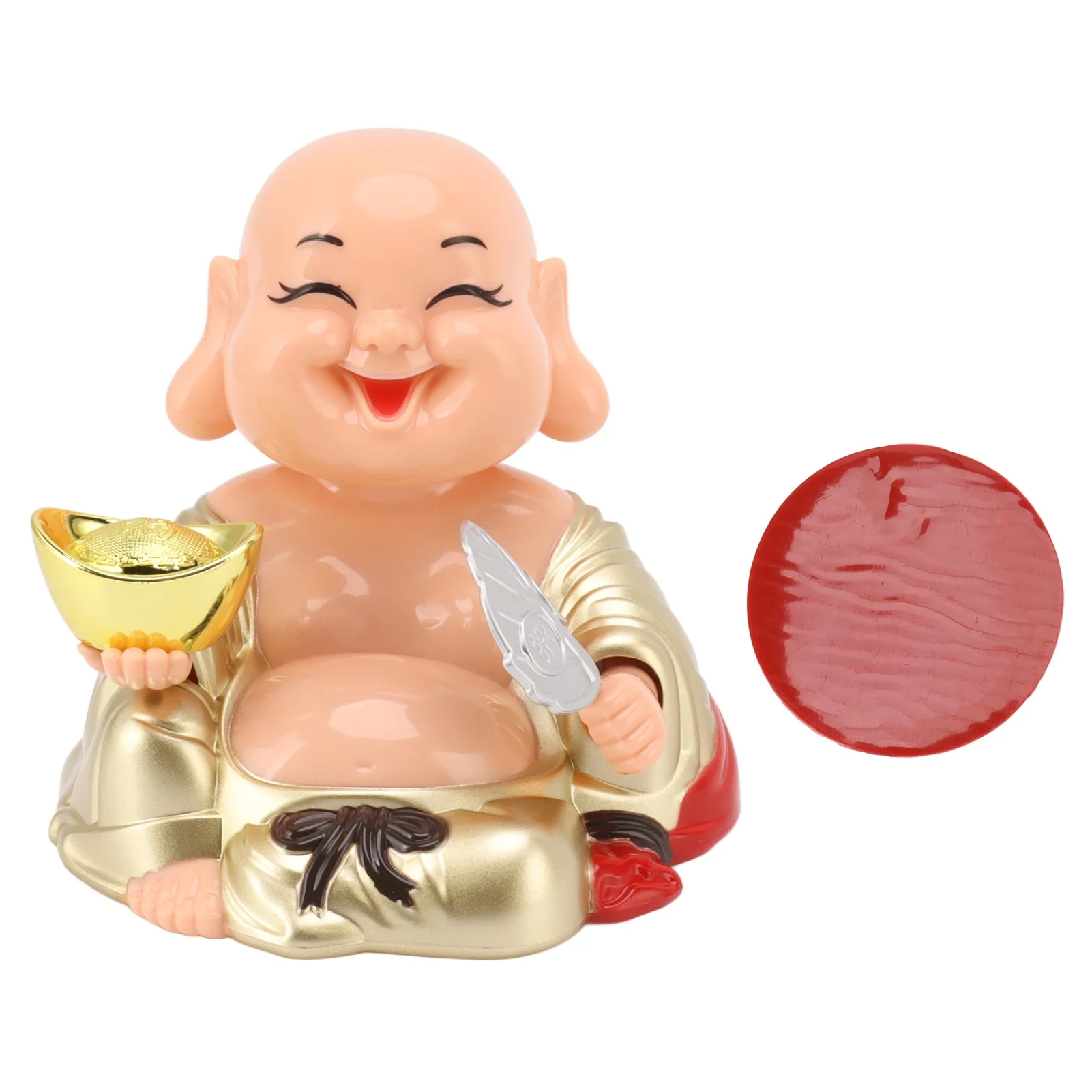 D2 Home Solar Powered Laughing Buddha Ornament Automatic Nodding Smiling Buddha Decoration for Car Home Decor Halloween Items