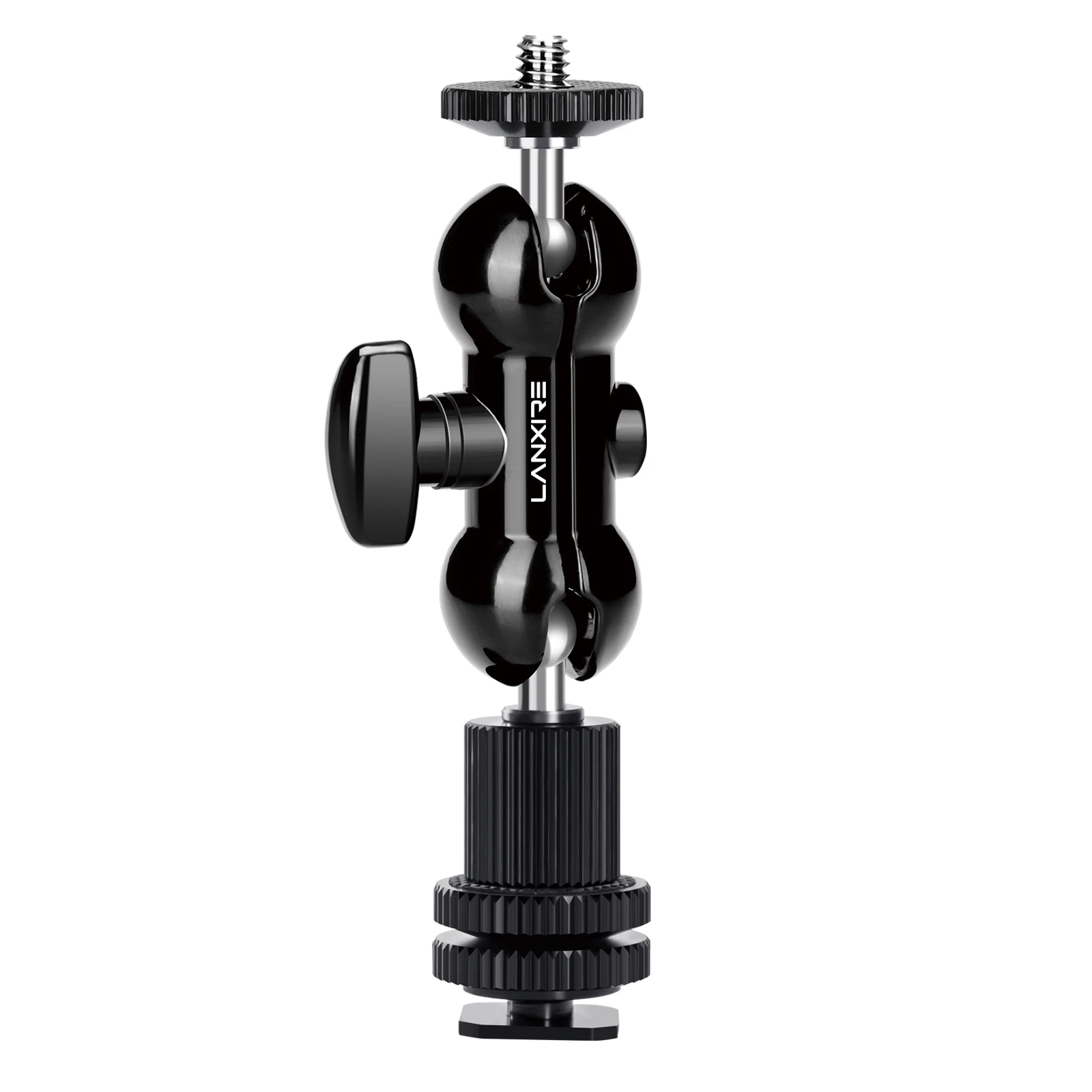 Lanxire Double Ball Head Magic Arm with Camera Cold Shoe Mount & 1/4