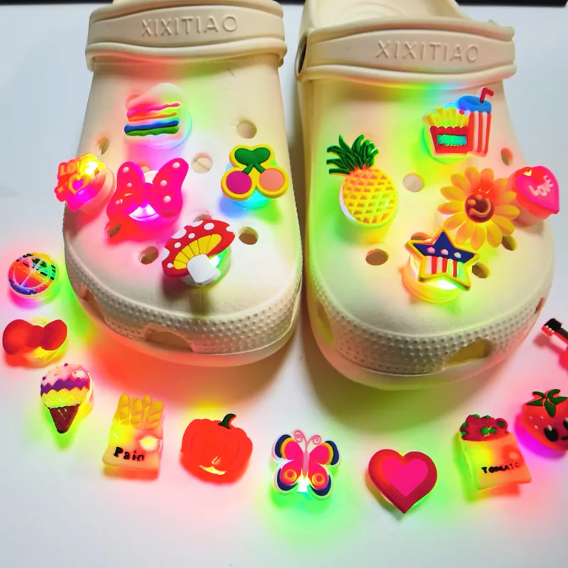 For crocs 1-5 pieces LED shoe accessories boys and girls cake chips pineapple decorative accessories buckle DIY shoe accessories