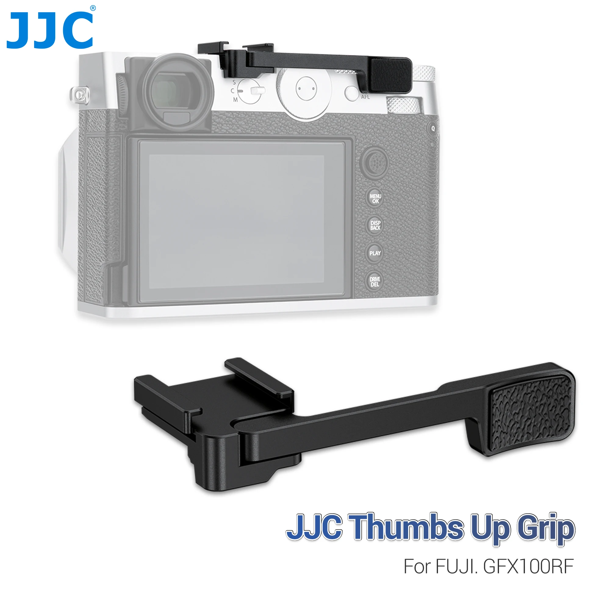 JJC Metal Thumb Up Grip for Fujifilm GFX100RF Cold Shoe Mount Attachment LED Light Microphone Fuji GFX100RF Thumb Rest Support