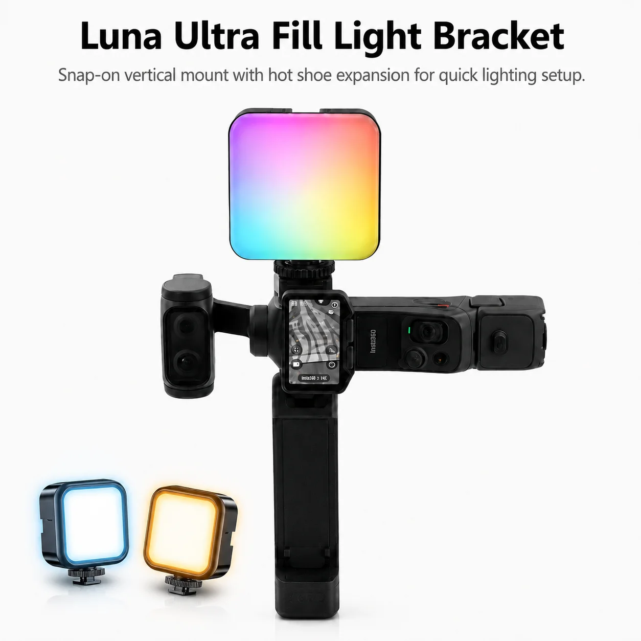 Insta 360 Luna Ultra RGB Fill Light Bracket with Cold Shoe Mount