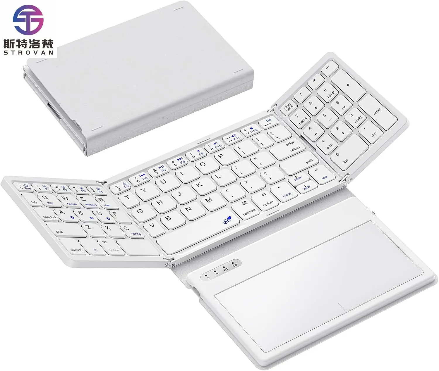 Foldable Bluetooth Keyboard Portable Full Size Folding Keyboard with Touchpad PU Leather Wireless Travel Keyboard for Windows