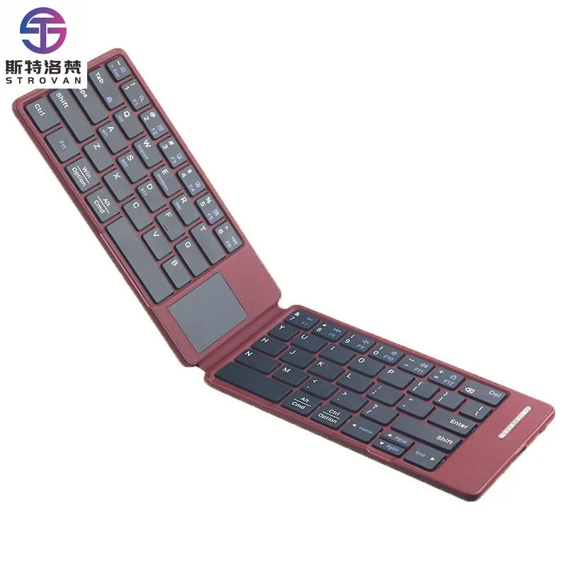 Portable Travel Custom Language Tastiere Pieghevoli Folding bluetooth Keyboard Touchpad with PU Leather