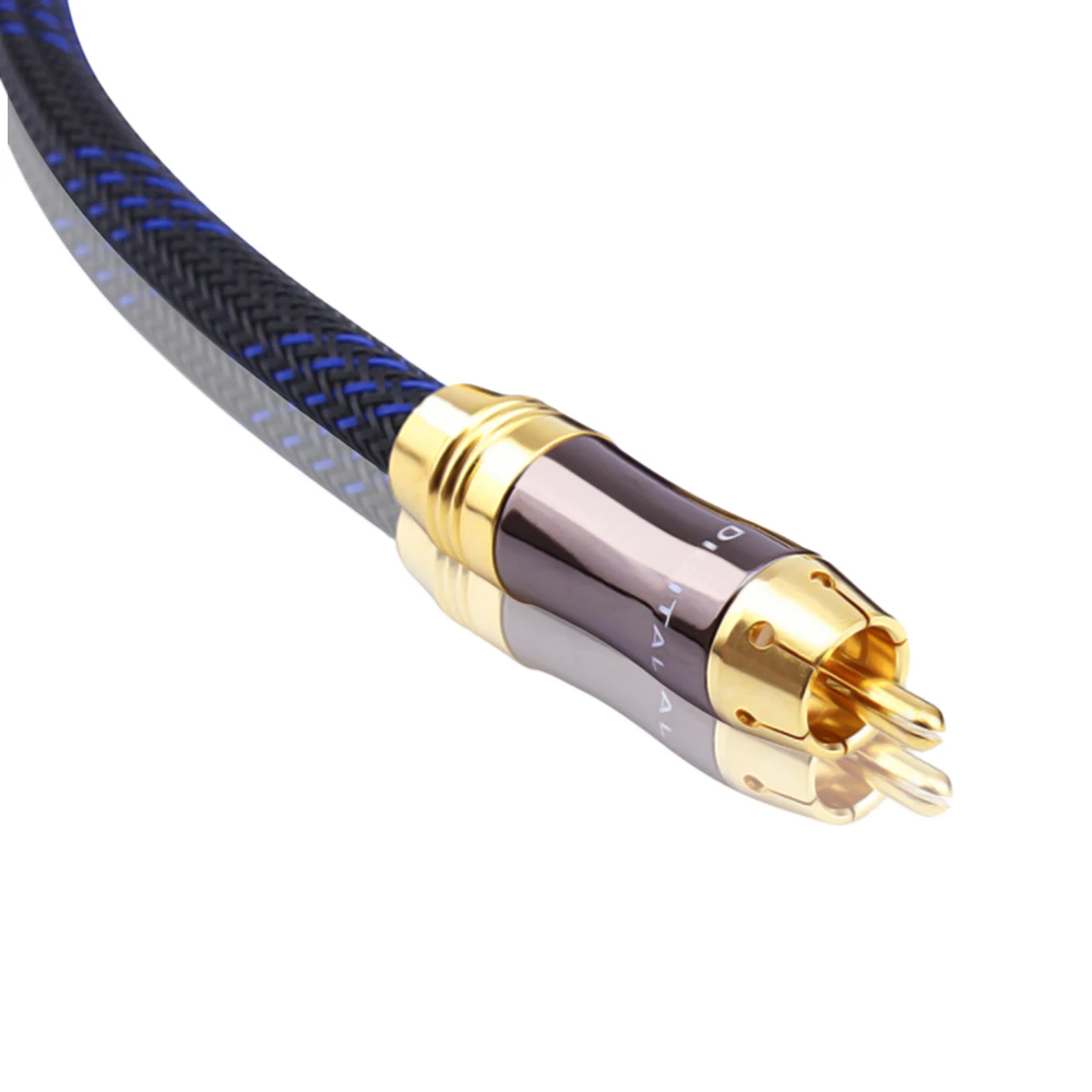 HIFI  Digital Coaxial Audio/Video cable (OD 8.0mm) 1 Male to 1 Male Rca Cable Gold  speaker cable Hifi Subwoofer cable