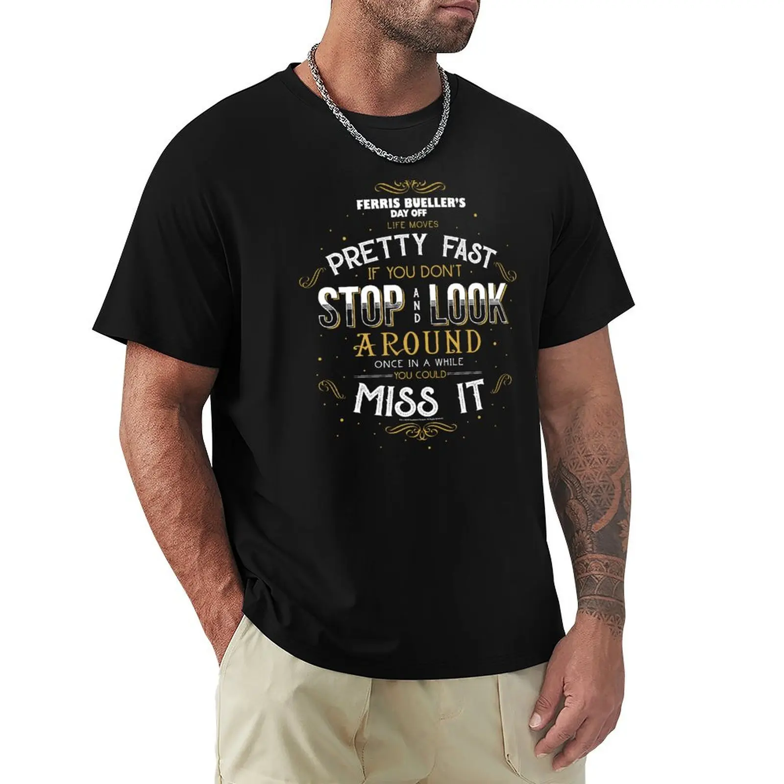 Ferris Bueller's Day Off Life Moves Fast Quote T-Shirt Plus Size Lightweight Tee Shirt