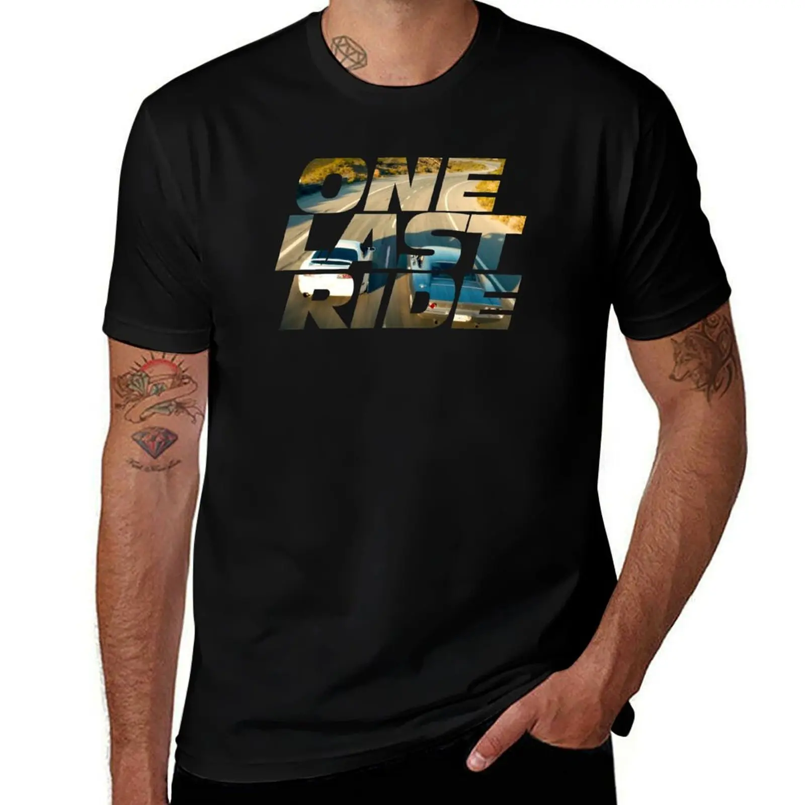 Fast & Furious - One Last Ride T-Shirt Simple Solid Color Crew Neck Tee T-Shirt