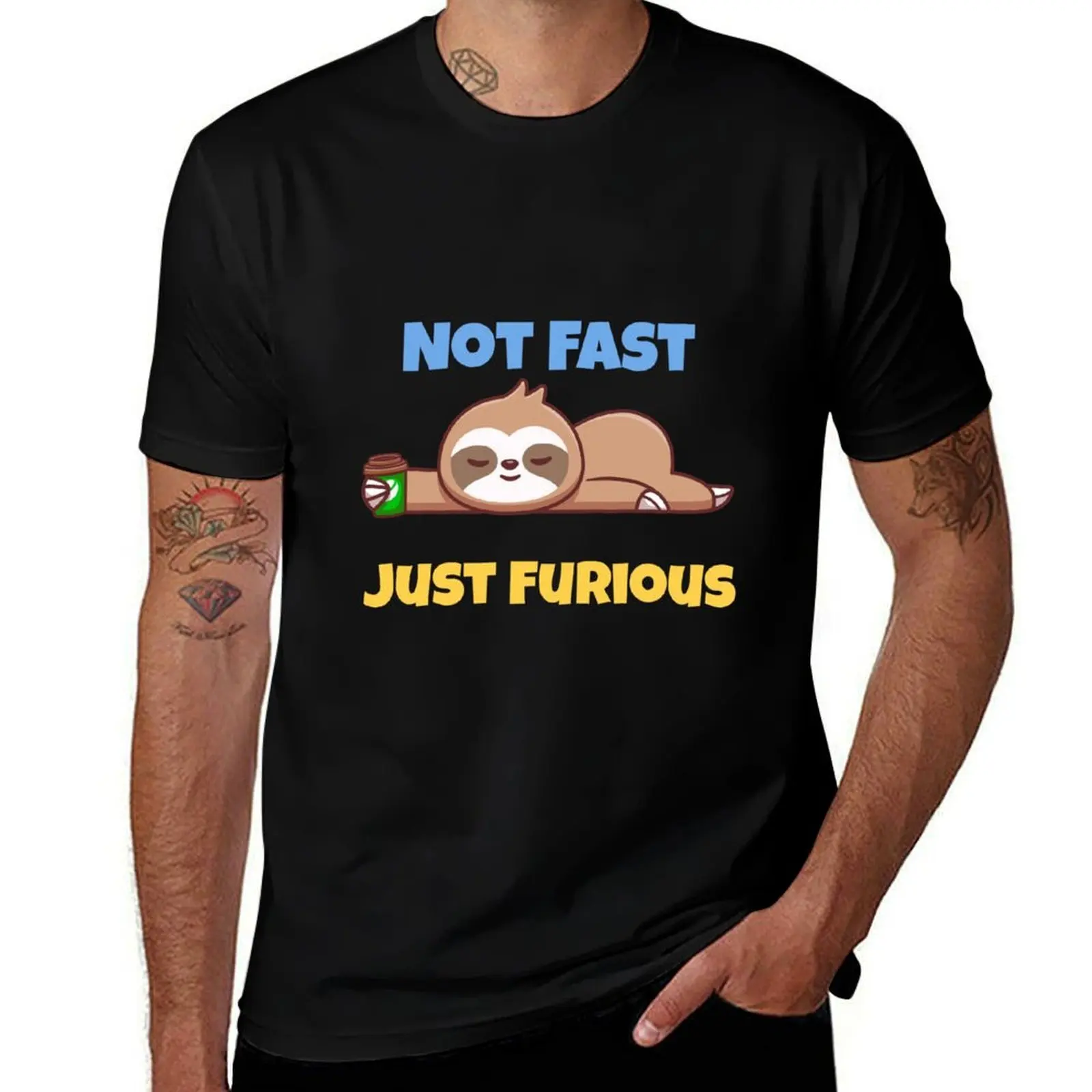 Not Fast Just Furious T-Shirt Big Size Crew Neck T-Shirt