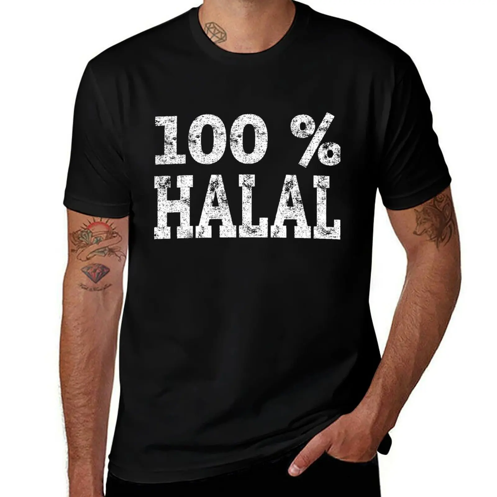 Funny 100% Halal Shirt Fasting Ramadan Muslim Tee Gift T-Shirt Sporty Casual Quick Dry T-Shirt