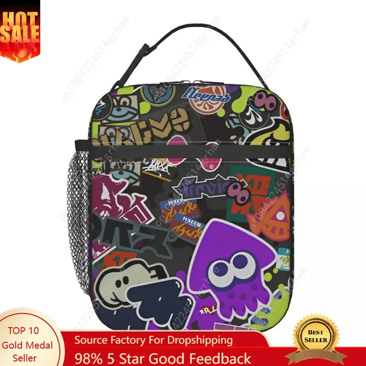 Splatoon Shoot Video Game Insulated Lunch Bags Food Bag Portable Cooler Thermal Lunch Box For School Office