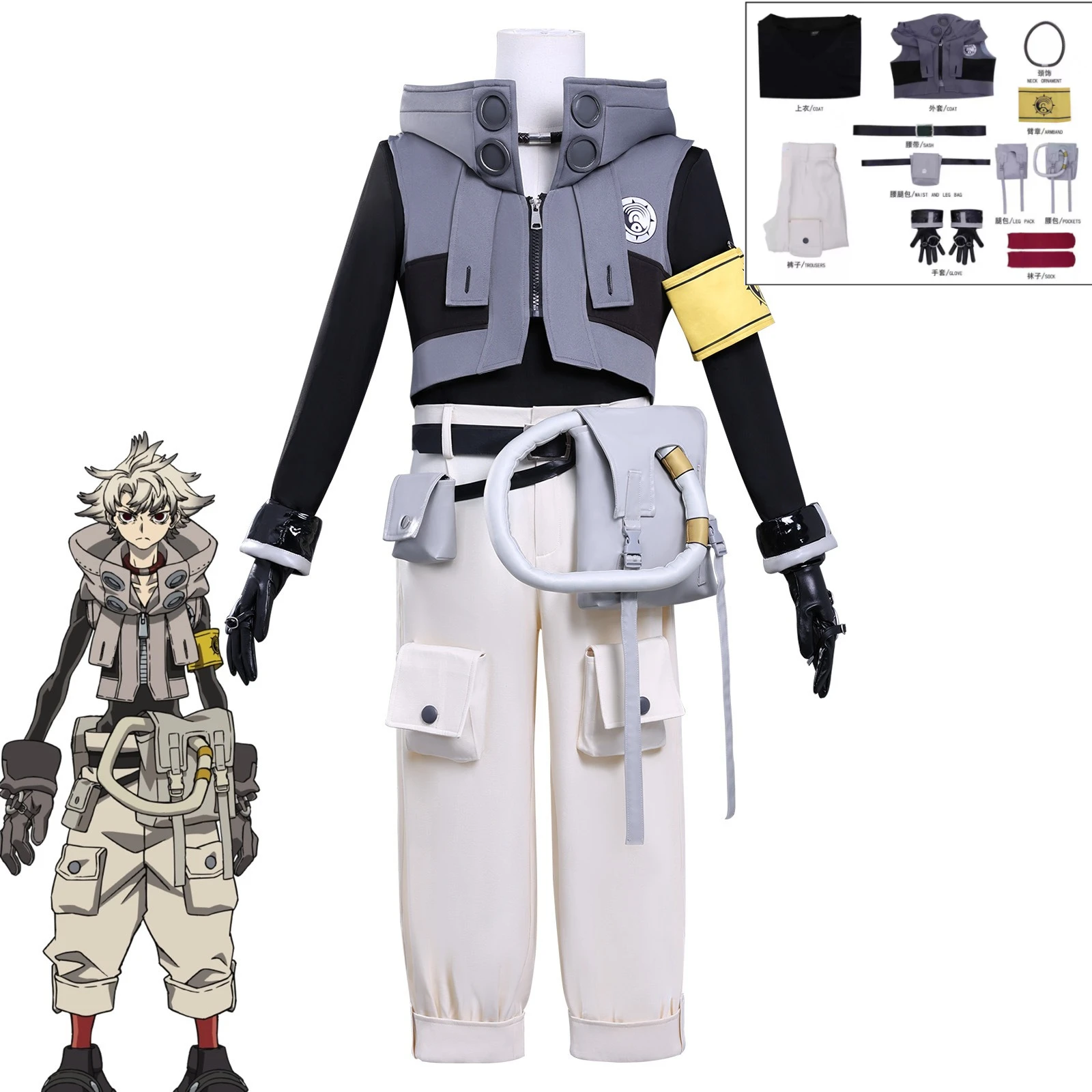 Anime Gachiakuta Rudo Surebrec Cosplay Costume Hoodie Gloves Bag Wig Set Halloween Party Women Men Carnival Battle Outfit