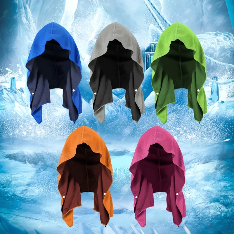 Cooling Hoodie Towel Instant Cooling Evaporative Cool Technology Wet Activated Sports Gym Fitness Hood Towel