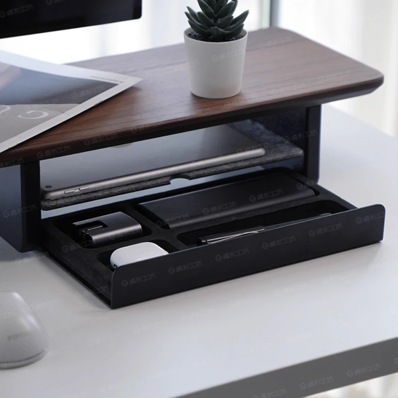 Monitor Stand Riser Storage Drawers Office Desk Organizer Computer Storage Shelf Ergonomic Desk Accessory for Home Office Setup