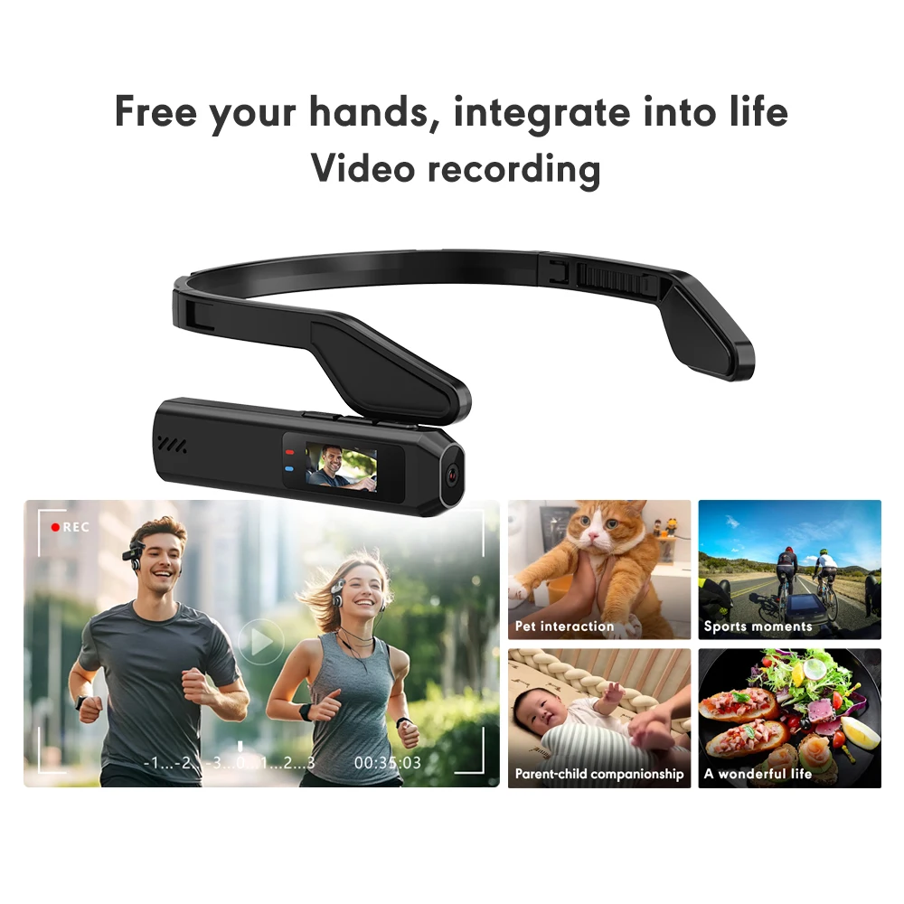 S111 2.7K Ultra HD Video Wearable Tiny Ergonomic Design Action Sports Camera amounted at the head with Free APP Live Monitoring