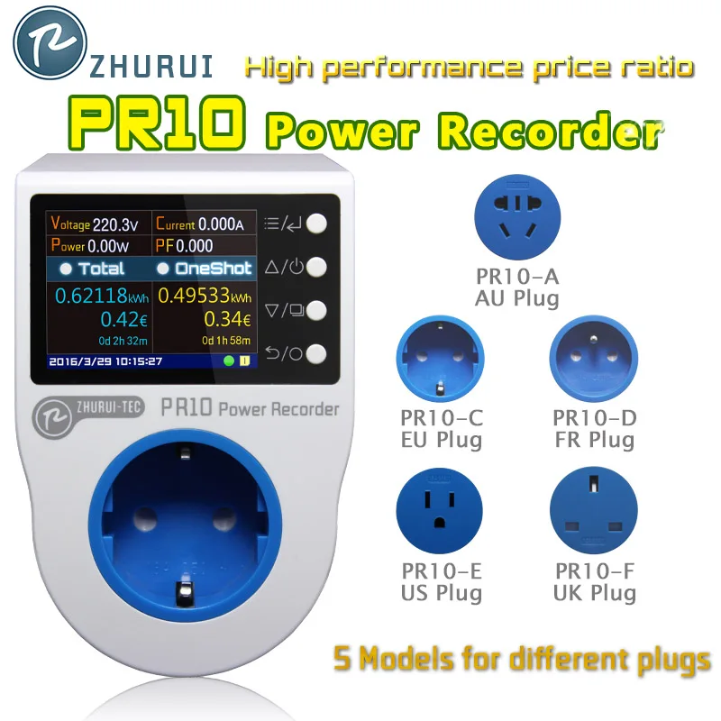 Energy Monitor Plug Power Meter KWH Electricity Usage Monitor Socket US EU UK Plug Home Appliance Wattage Tester PR10
