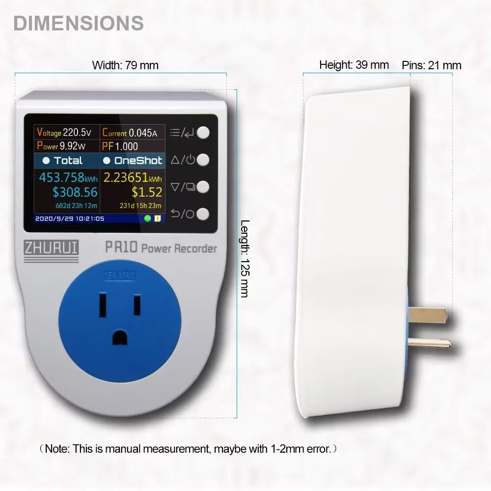 US Plug 15A Power Watt Meter Socket Digital Energy KWH Electricity Monitor Home Appliance Usage Consumption Tester PR10-E