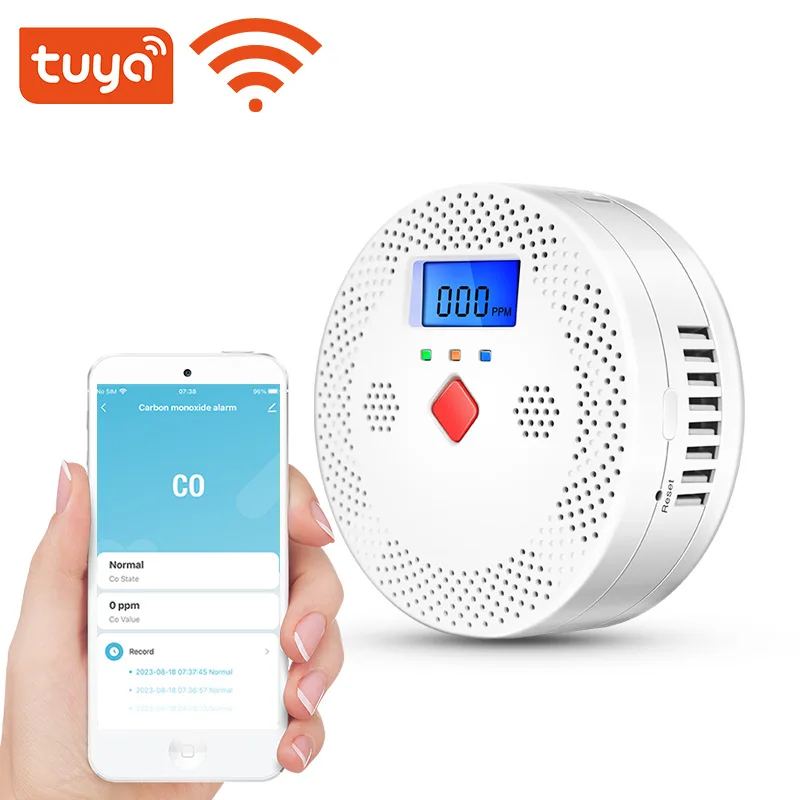 WiFi Smart Carbon Monoxide Detector Alarm Sound Warning LCD Digital Display Home Indoor Real-Time CO Monitor Poisoning