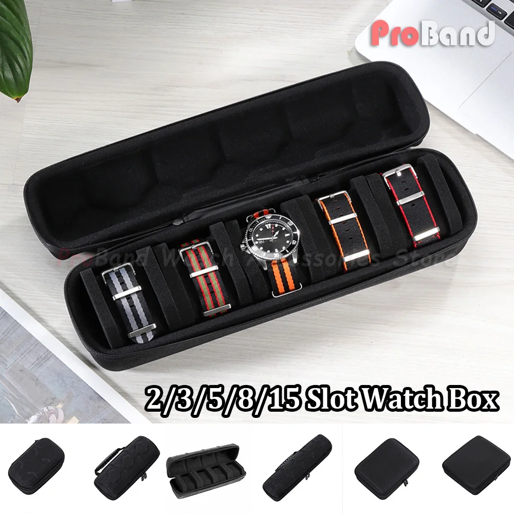 2/3/5/8/15 Slot Watch Box Organizer for Men Women Watch Travel Case Portable Storage Display Holder for Wrist and Smart Watches