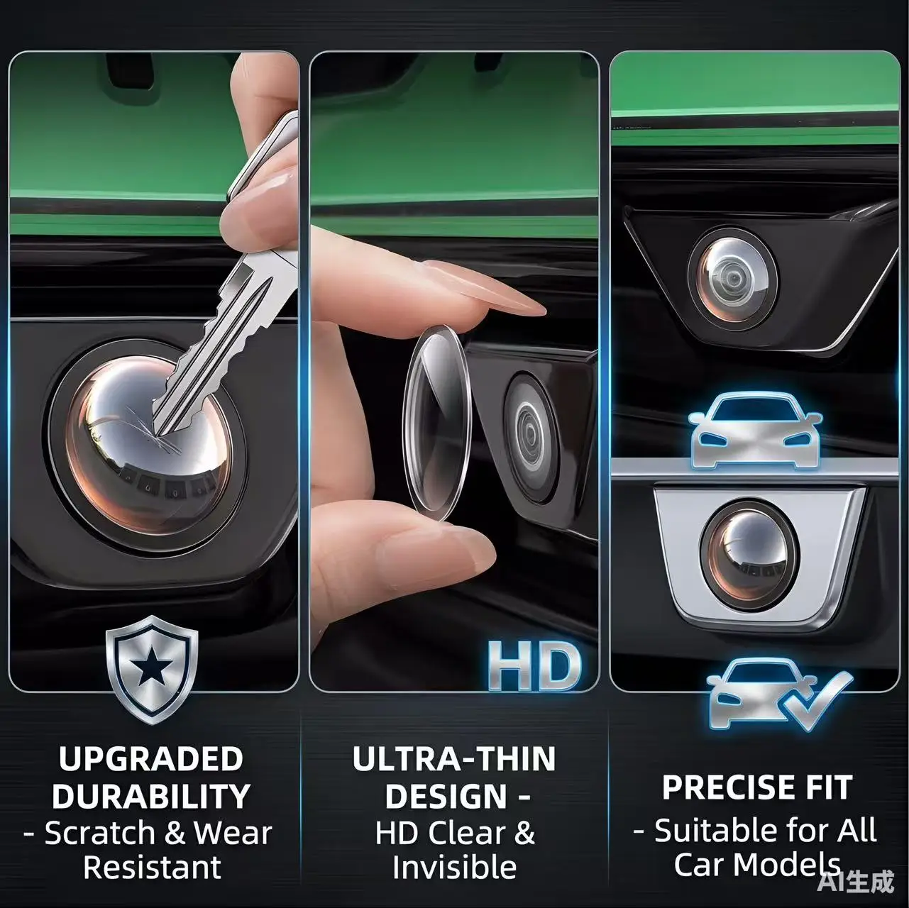 Suitable for Mitsubishi cars, 360-degree lens cover, lens hood, waterproof and dustproof, car modification accessory set