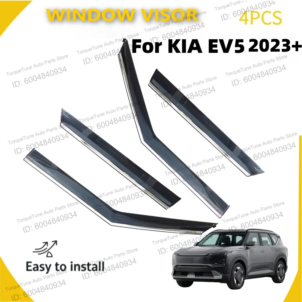 Waterproof PC Window Visor Wind Deflector For KIA EV5 2023+ Rain Guard Sun Shade Side Vent Visor Car Accessories