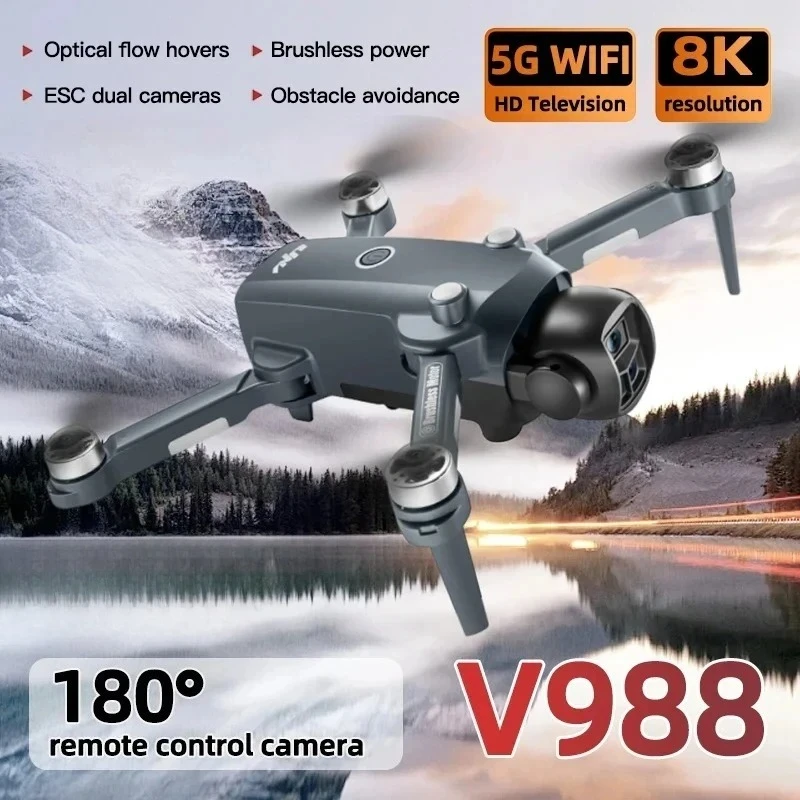 Original NEW V988 Drone 5.6-inch large screen remote control 4K 8K Professional HD camera 5G WIFI Brushless RC Quadcopter Dron