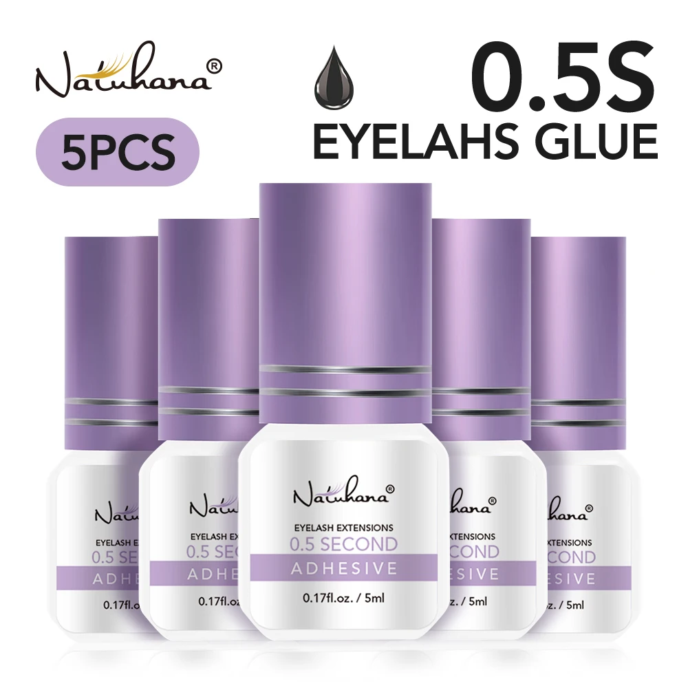 NATUHAHA 5 Pcs/Lot Eyelashes Glue Fast Drying Long Lasting Lashes Adhesive Low Smell Mink Eyelash Glue Makeup Tools Set