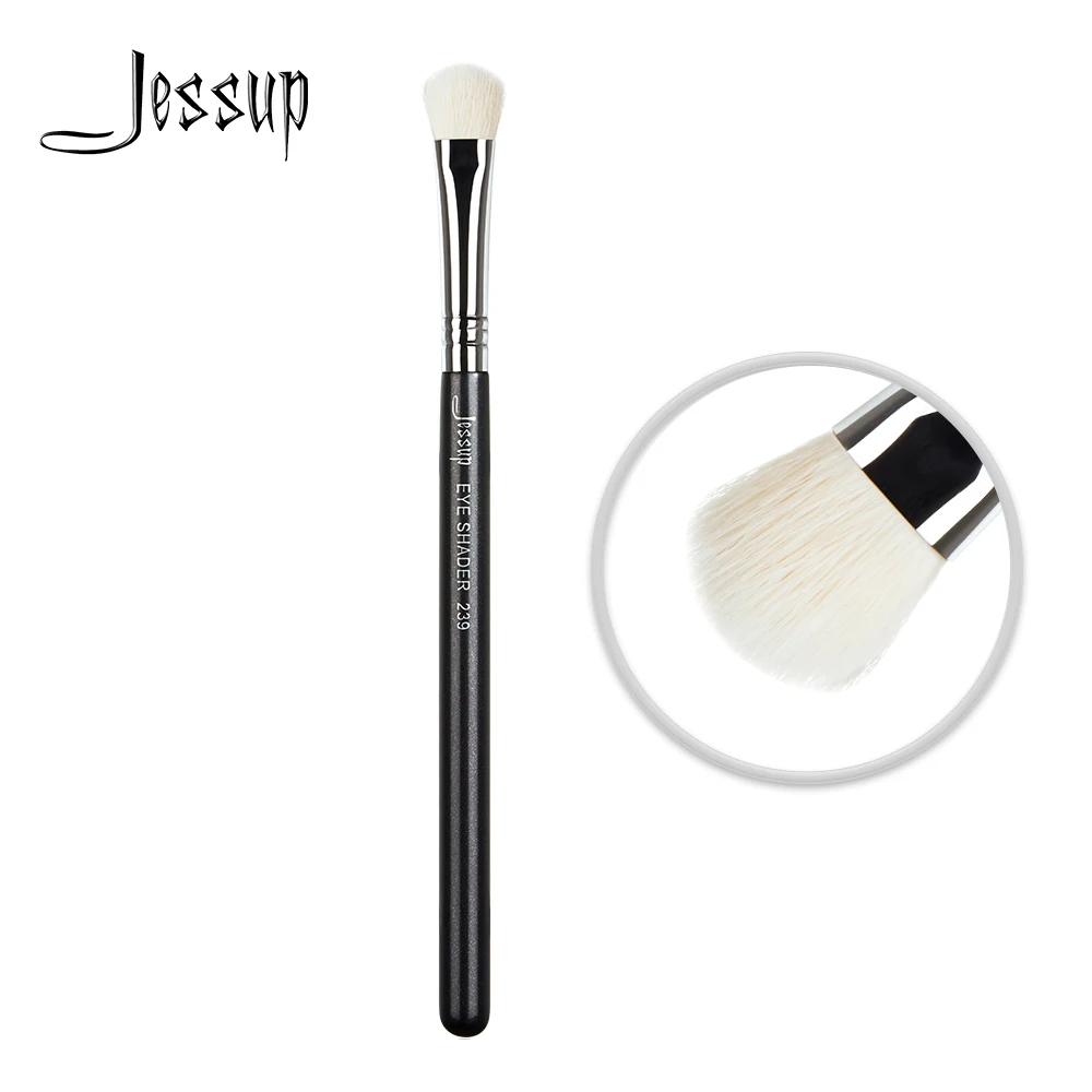 Jessup 1pc Professional Make up Brush Fibre Hair Concealer Eyeliner Blending EyeShader Lip Black- Silver Beauty Cosmetic Tool