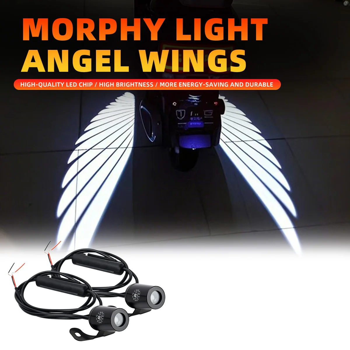 1 Set Angel Wing LED Projection Light For Car Motorcycle Underbody Angel Wings Welcome Light Exterior Atomosphere Light