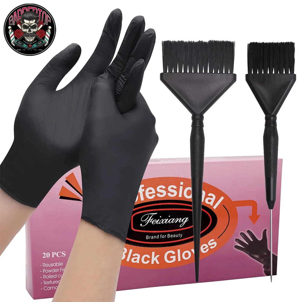 Professional Rubber Hair Dyeing Gloves Brush Set DIY Hair Styling Tool Anti skid Hair Dying Gloves Barber Hairdressing Supplies