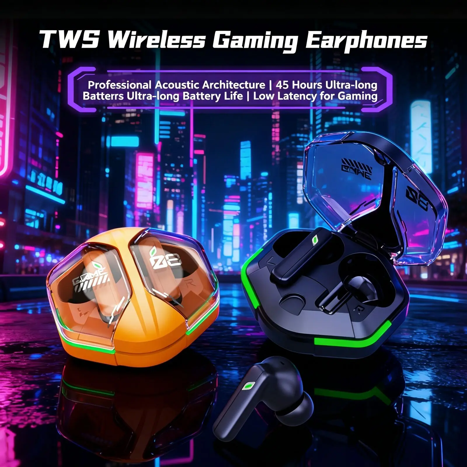 Bluetooth 6.0 Mecha In-Ear TWS Earbuds Gaming True Wireless Hifi Stereo Noise Cancellation Low Latency Luminous Gaming Headset