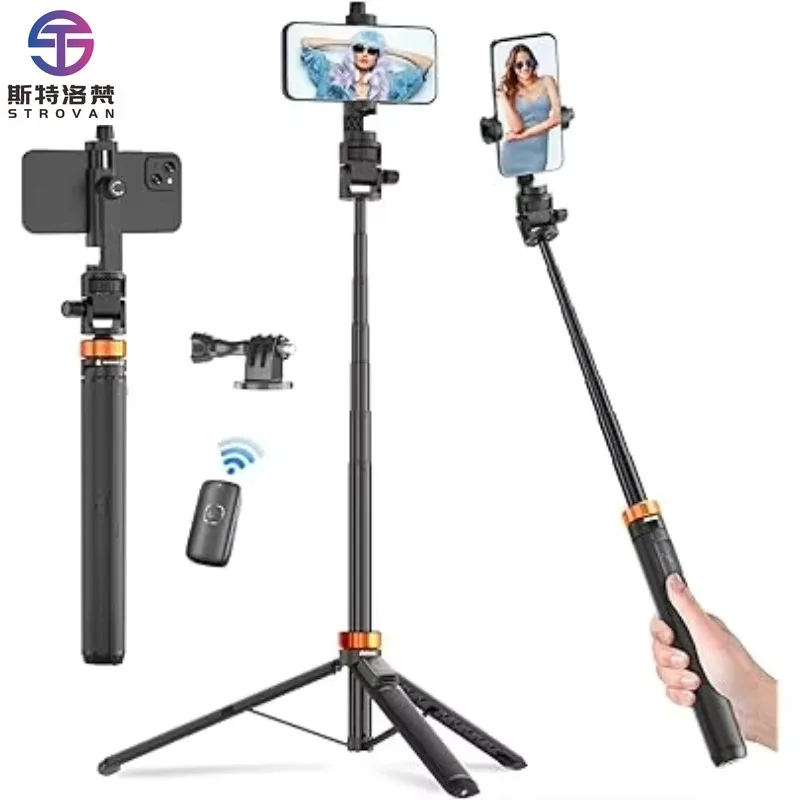 New Portable Remote Control 2 in 1Selfie Stick Extendable Selfie Stick Tripod with Wireless Remote and Tripod Stand Selfie Stick
