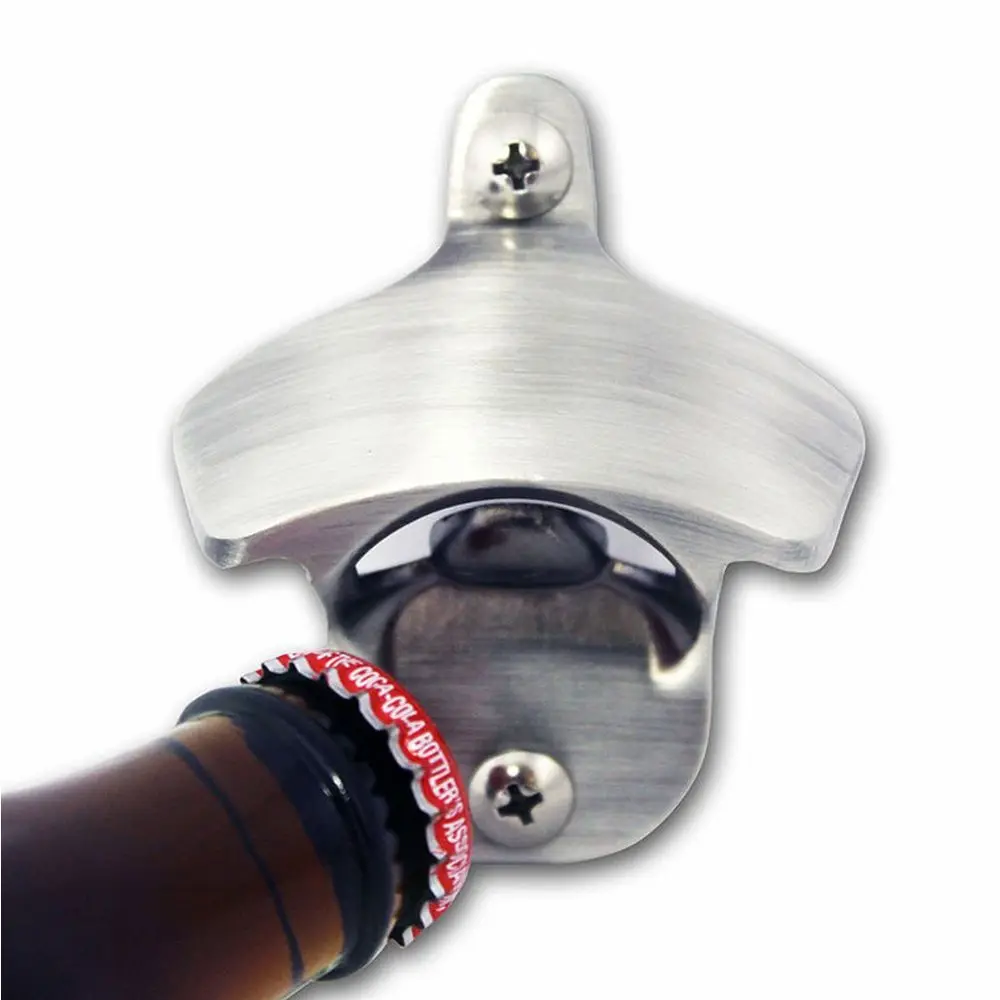 Without Screws Kitchen Accessories Silver Color Fixed Wine Opener Bar Beer Soda Cap Tools Wall Mounted Opener Bottle Opener
