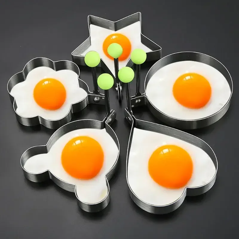 1PCS DlY Egg Frying Stainless Steel Omelette Ring Model Pancake Meat Pie Bake Mould Heart Shaped Cake Rice Kitchens Accessories