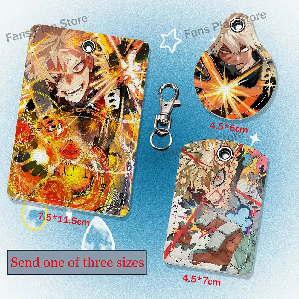 MHA My H-Hero K-Katsuki Bakugo Keychain Holder Suitable Subway Bank Card Bus Card Case Badge Holder Wallet Card Textured Pattern