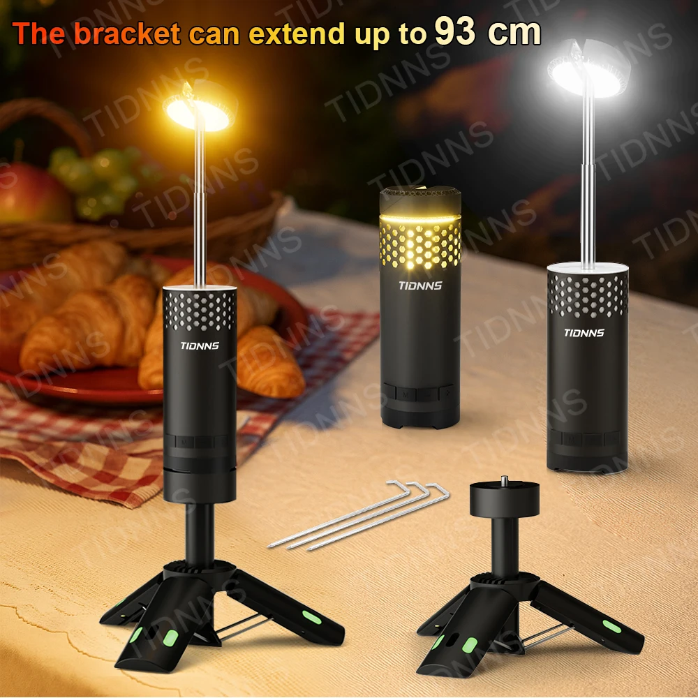Outdoor Camping LED Telescopic Flashlight with Tripod Nuts Multifunctional Rechargeable Retractable Torch Light Table Lamp