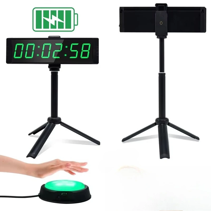 Rechargeable electronic stopwatch clock gym learning kitchen digital countdown timer with desktop tripod button