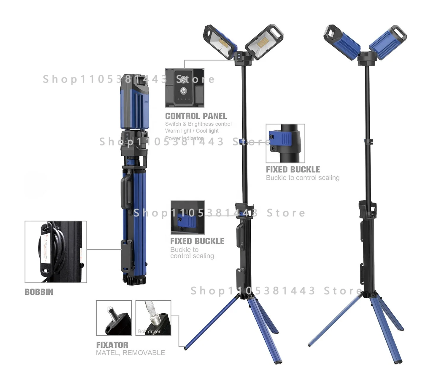 Portable Tripod Stand Floor Type Rechargeable Work Flood Lights