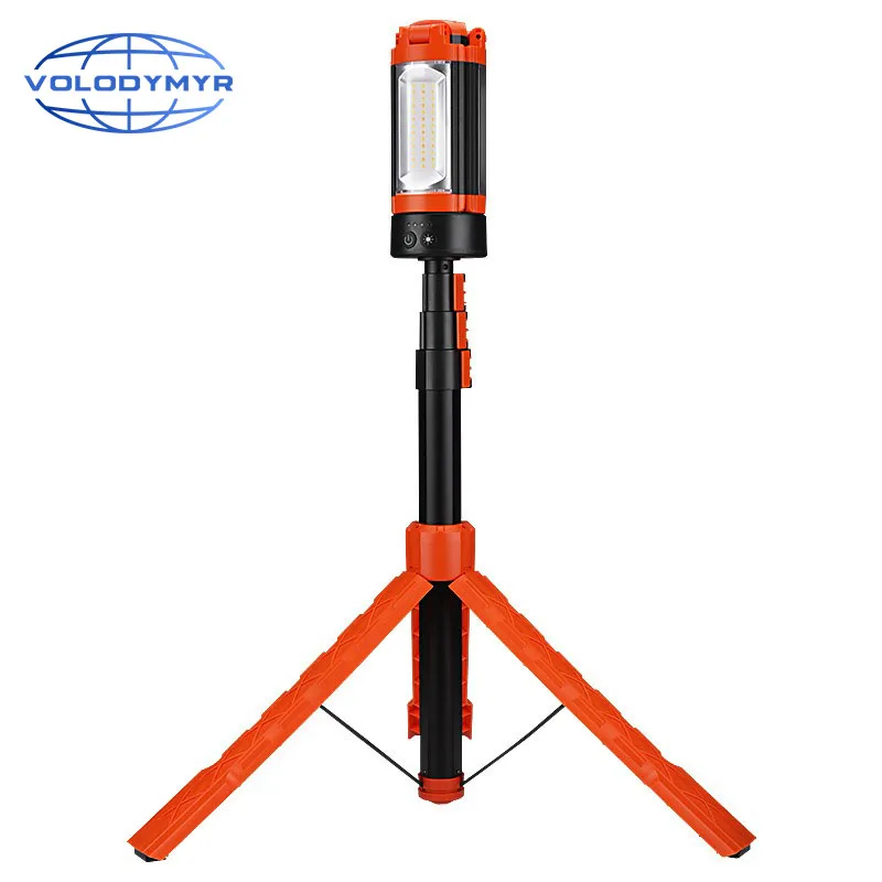 VOLODYMYR Multi-functional Folding Camping Light USB Rechargeable Dimmable Head Rotated and Folded with A Detachable Tripod